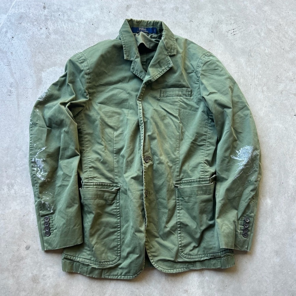 Polo Ralph Lauren Mens Olive Green Distressed Field Jacket Small Military Coat